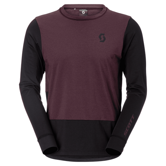 SCOTT Vertic Pro Mid Langarmshirt Herren Cocoa Red - Black Vorderansicht