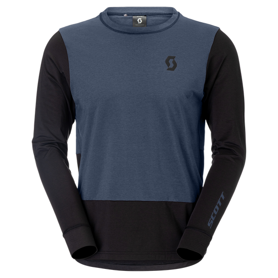 SCOTT Vertic Pro Mid Langarmshirt Herren Dusk Blue - Black Vorderansicht
