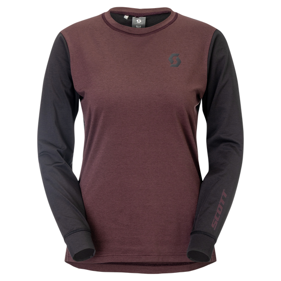 SCOTT Vertic Pro Mid Langarmshirt Damen Cocoa Red - Black Vorderansicht