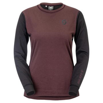 SCOTT Vertic Pro Mid Langarmshirt Damen Cocoa Red - Black Vorderansicht