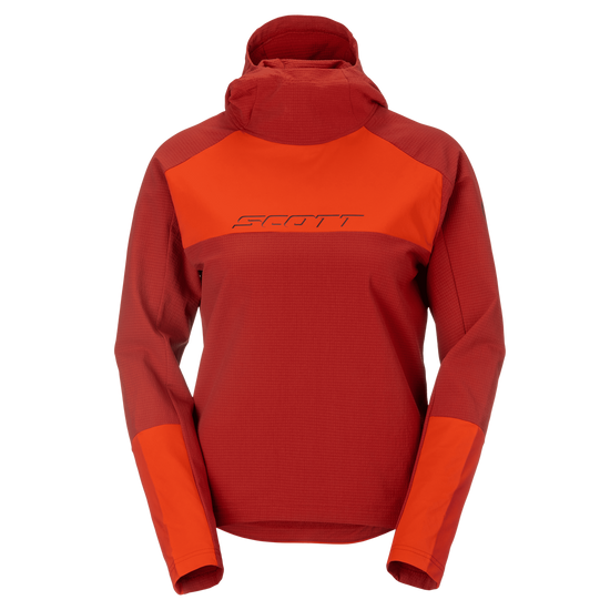 SCOTT Vertic Pro Warm Fahrrad-Hoodie Damen Toasted Red - Turbo Red Vorderansicht