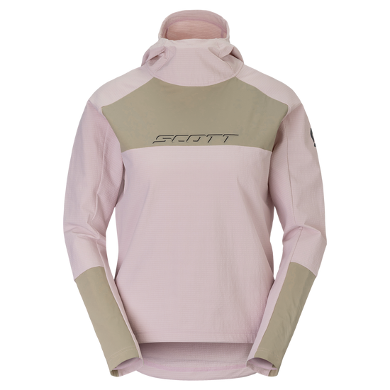 SCOTT Vertic Pro Warm Fahrrad-Hoodie Damen Wax Pink - Portobello Beige Vorderansicht