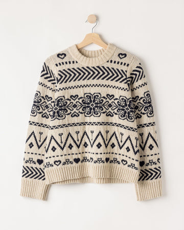 Magda Crew – Sand - Navy – Kleiderbügelaufnahme