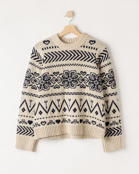 Magda Crew – Sand - Navy – Kleiderbügelaufnahme