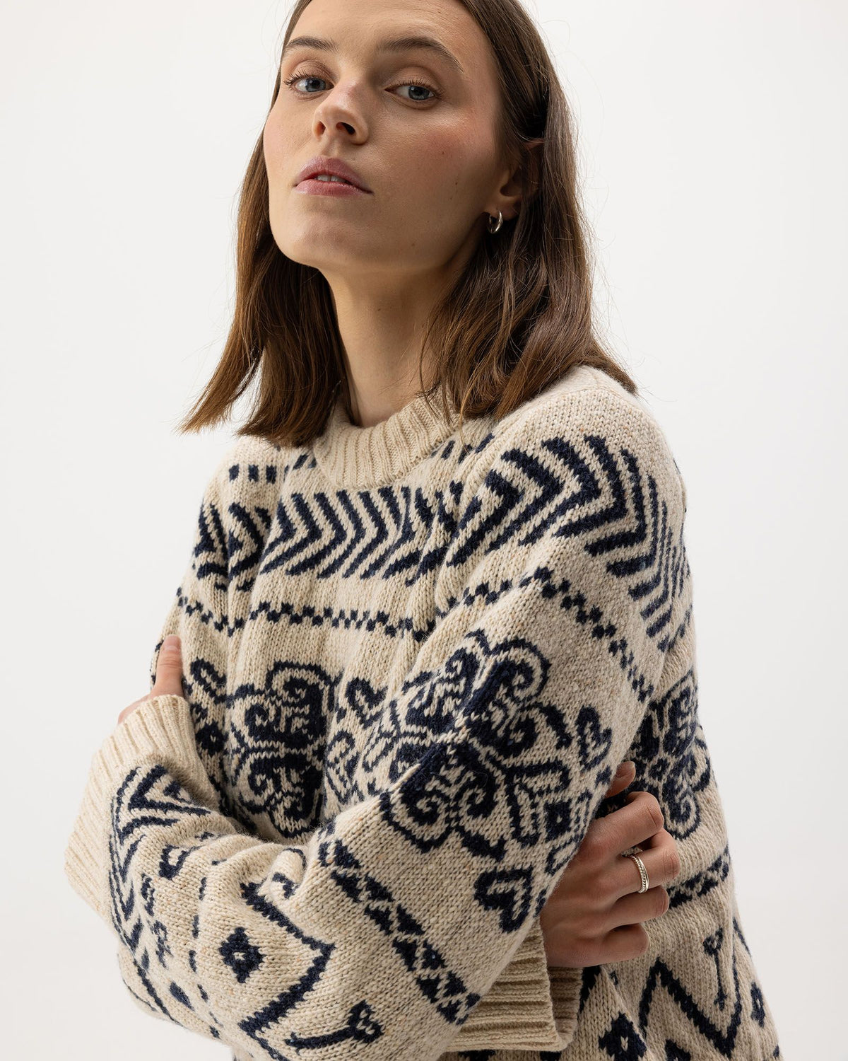 Magda Crew – Sand - Navy – Herstelleransicht