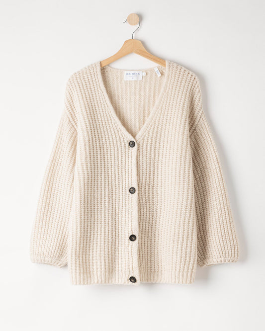Cajsa Cardigan – Sandshell – Kleiderbügelaufnahme