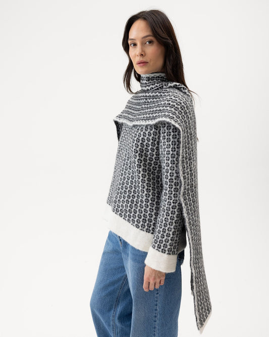 Marholmen Scarf – Off White - Black – Herstelleransicht